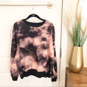 Lou & Grey Loft Black Tie Dye Crewneck Sweatshirt